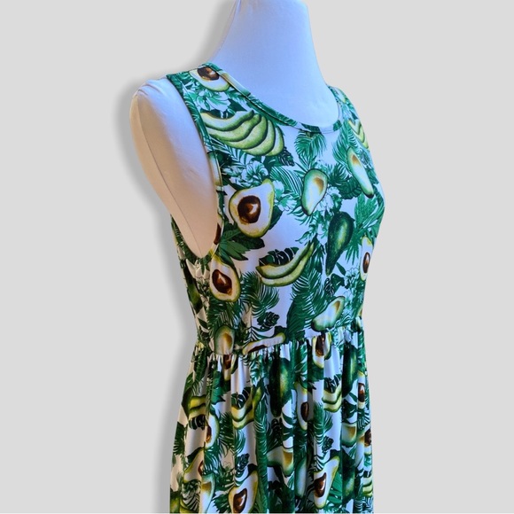 Bouncy Avocado Stretchy Spandex Dress MEDIUM Drop Waist Sleeveless Maternity - Picture 3 of 8